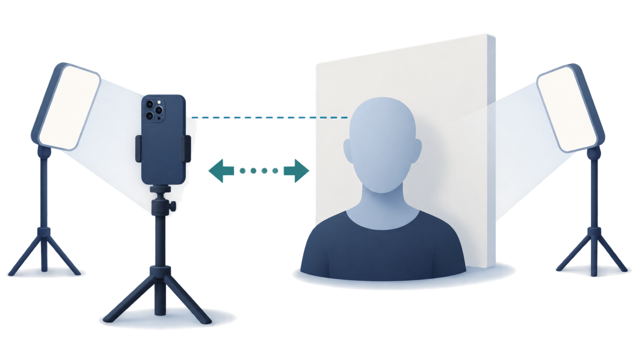 Abstract smartphone setup for taking a visa photo