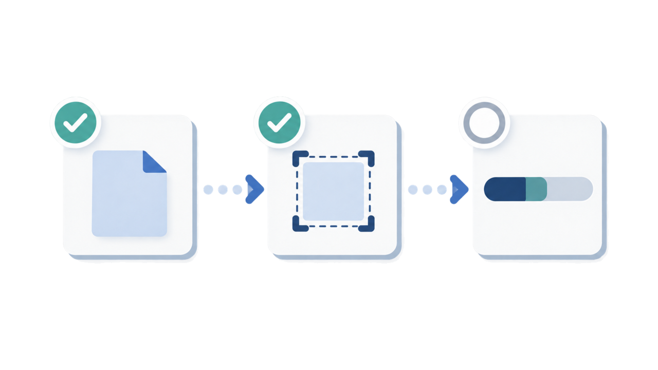 Abstract checklist flow for upload troubleshooting