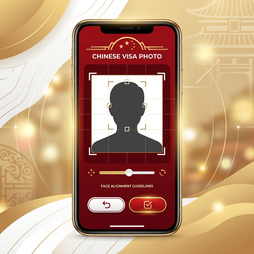 Smartphone screen cropping tool for China visa photo alignment