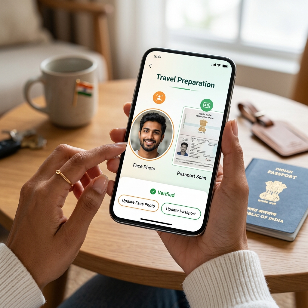 India e-Visa photo and passport bio-page PDF preparation on iPhone