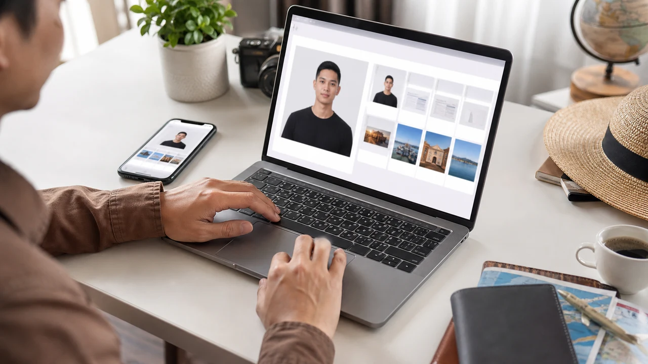 Redimensionnement et compression d'une photo Indonesia eVisa sous 200KB tout en gardant le visage et le texte lisibles