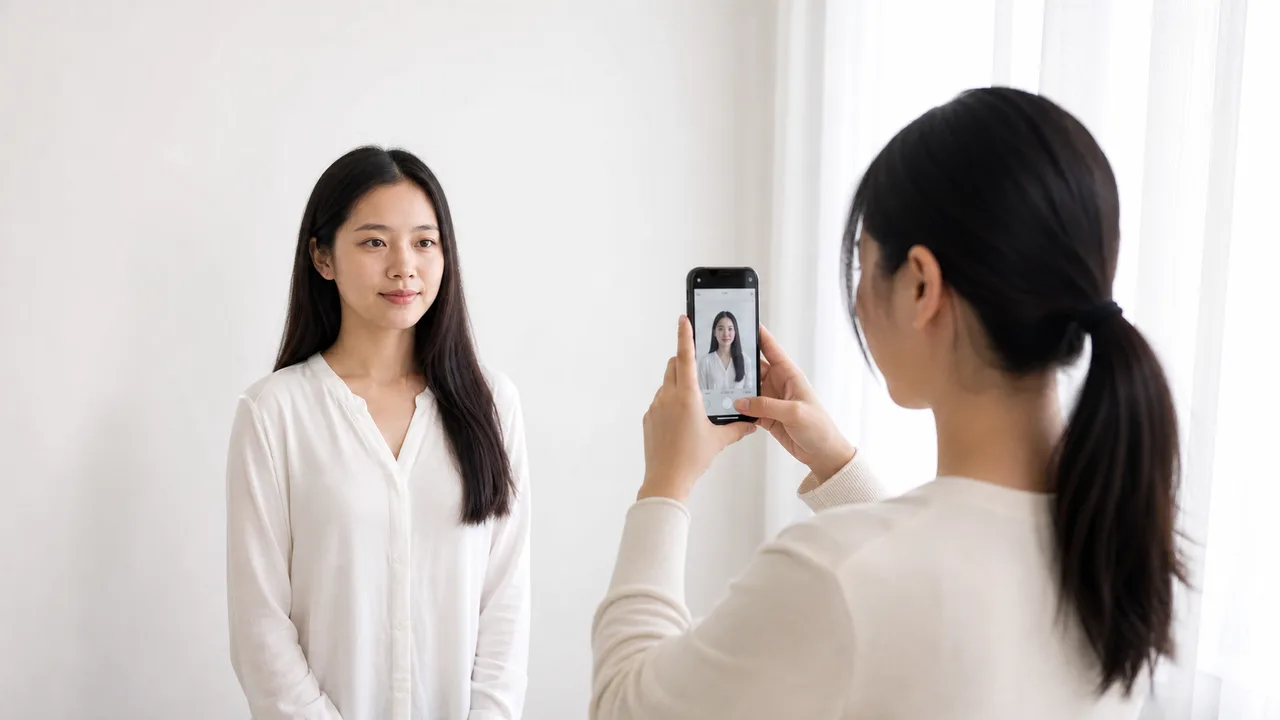 iPhone-instelling voor het nemen van een Japan eVISA-pasfoto