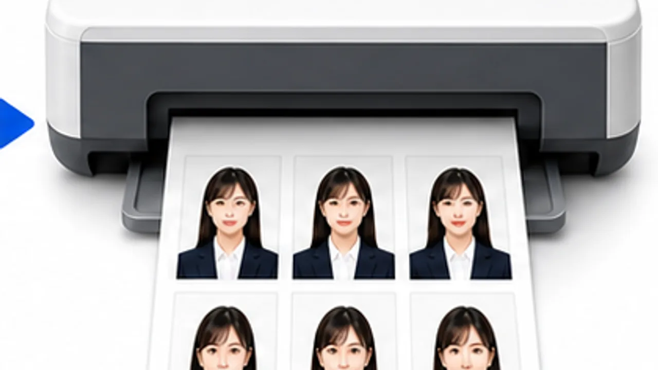 運転免許証写真をL判に配置してコンビニ印刷し切り出す図解