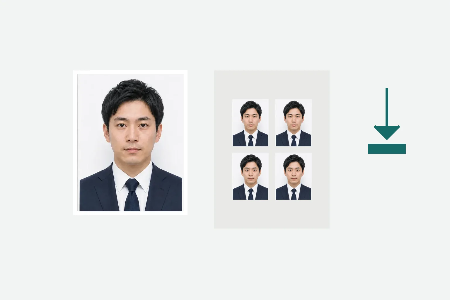 印刷用写真の完成データを端末へ保存する操作イメージ