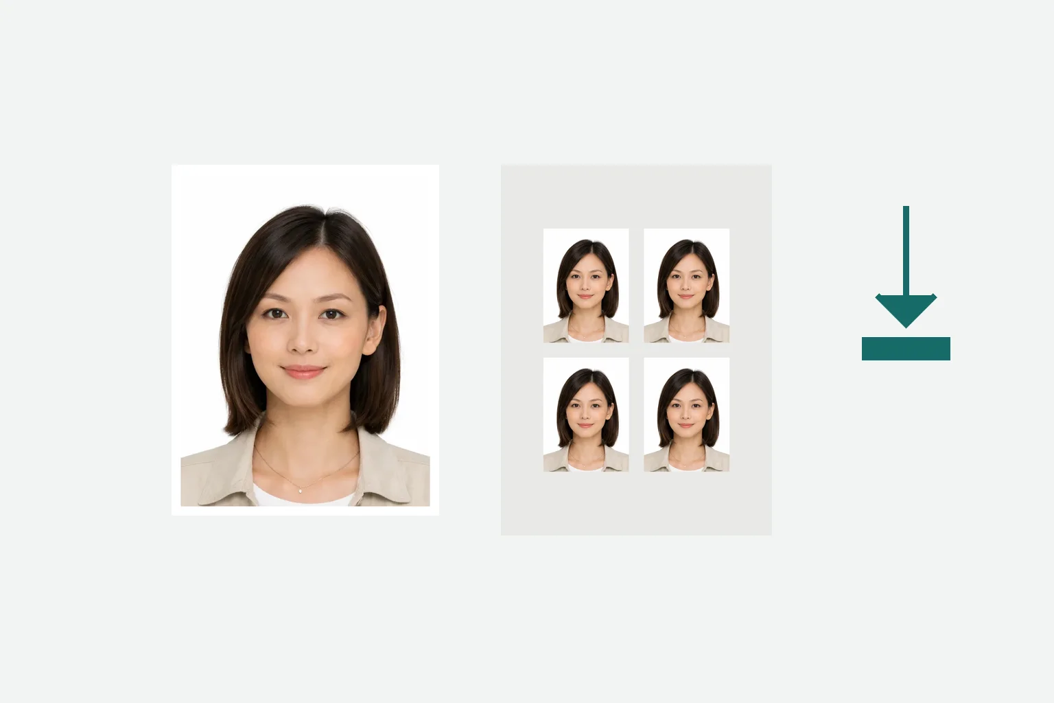 印刷用写真の完成データを端末へ保存する操作イメージ
