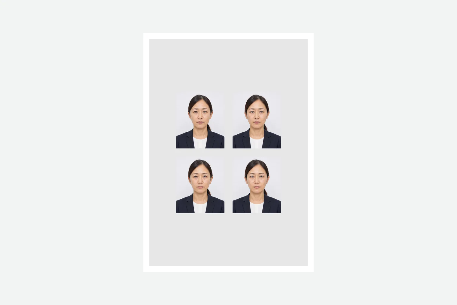 保育士試験用写真を4枚配置したL判印刷台紙イメージ