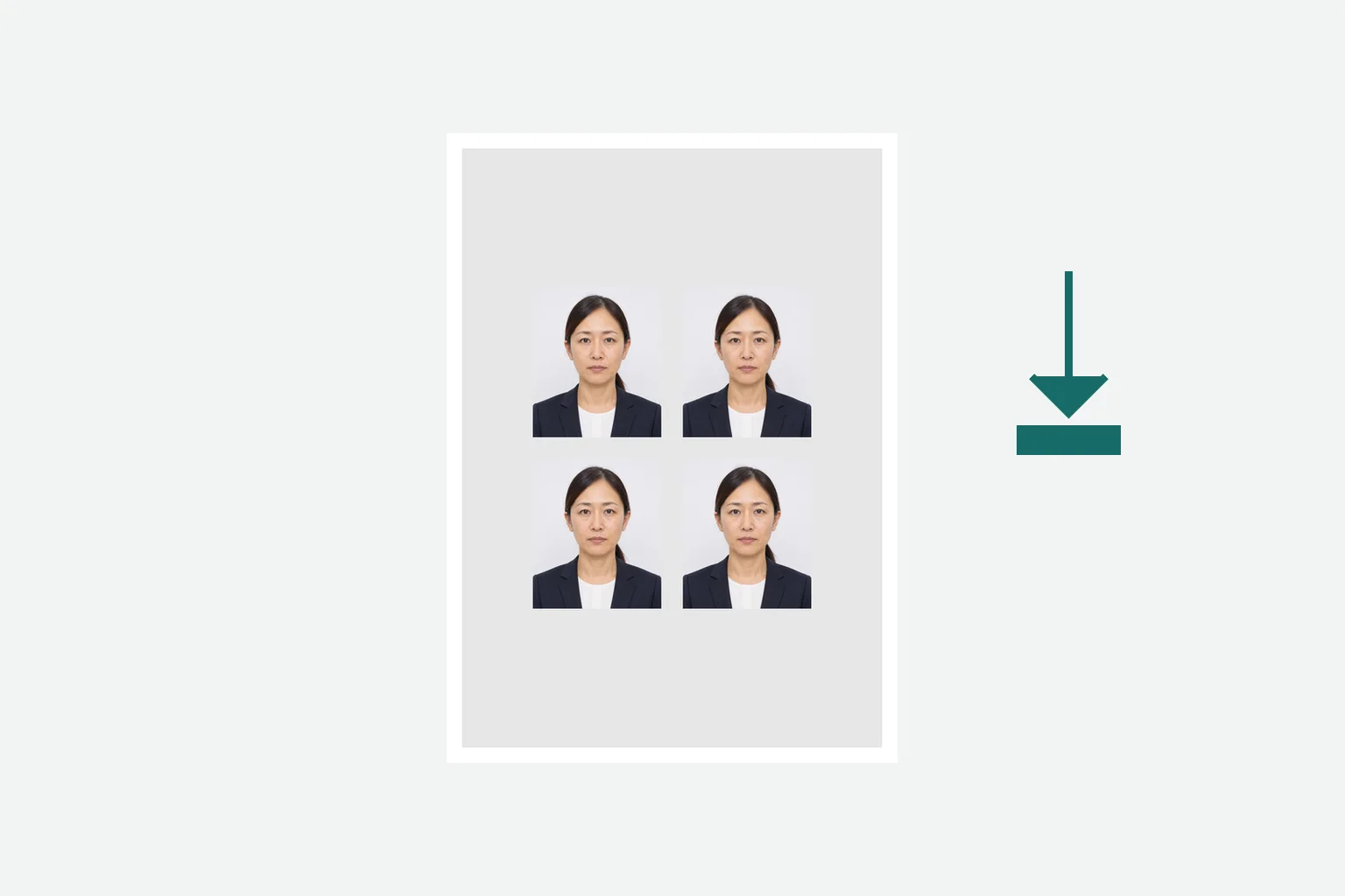 保育士試験用写真を4枚配置したL判印刷台紙イメージを保存するイメージ