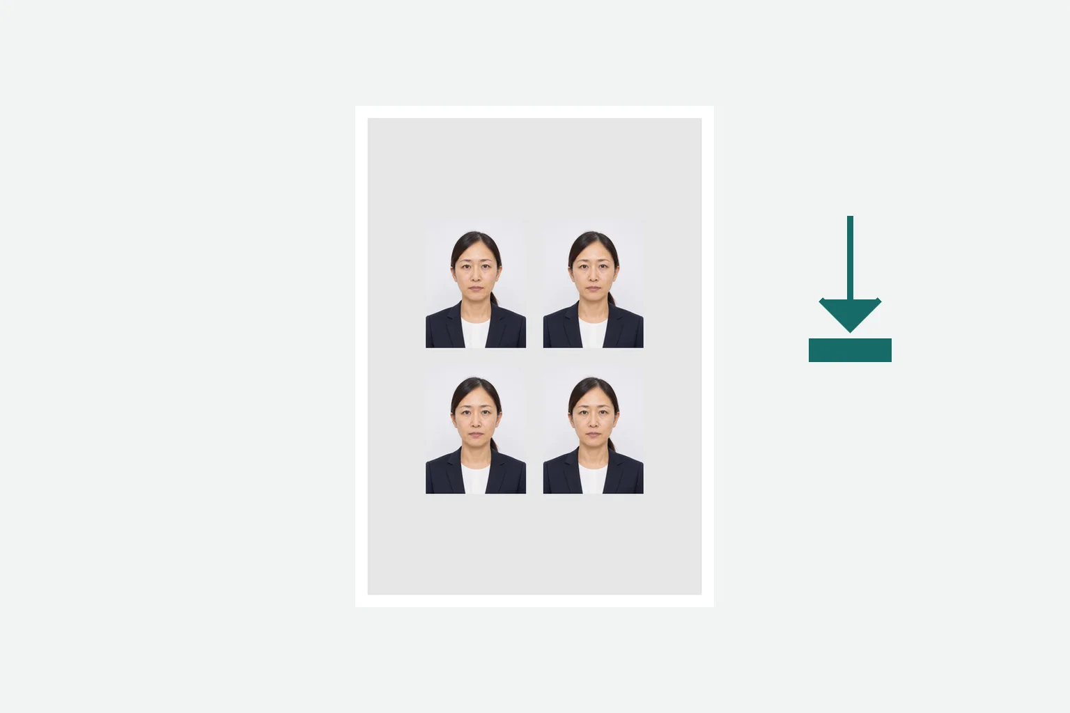 社会保険労務士試験用写真を4枚配置した印刷台紙イメージを保存するイメージ