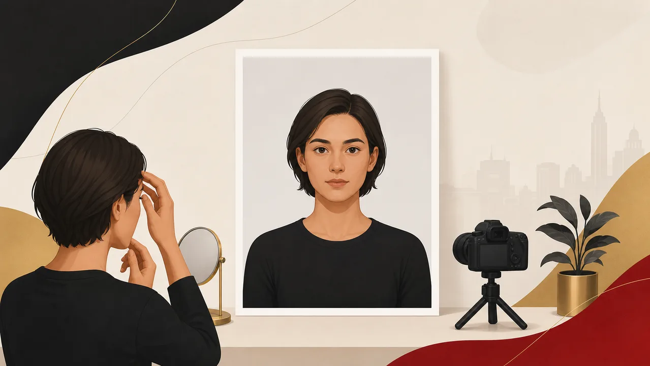 Editorial illustration for preparing a Belgium visa photo