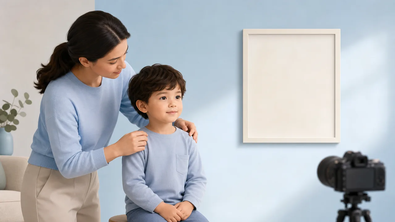 Illustration of preparing a child visa photo