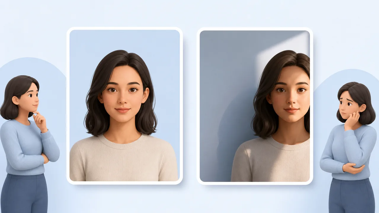 Illustration of common visa photo mistakes