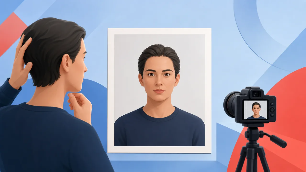 Editorial illustration for preparing a Czechia visa photo