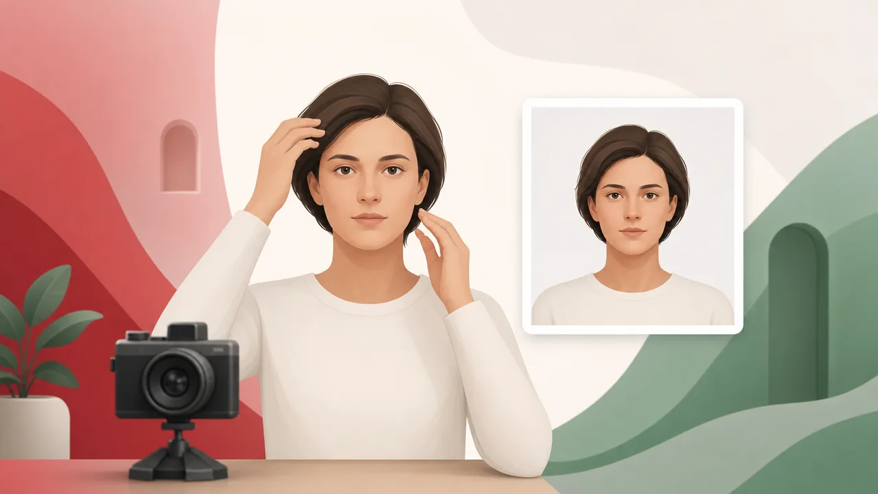 Illustration of preparing a Hungary visa photo