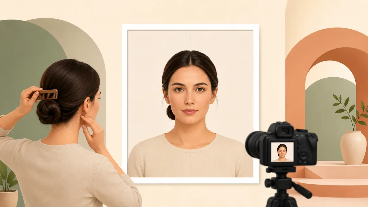 Editorial illustration for preparing an Italy visa photo
