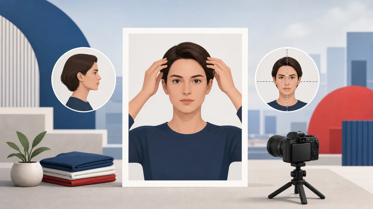 Editorial illustration for preparing a Luxembourg visa photo