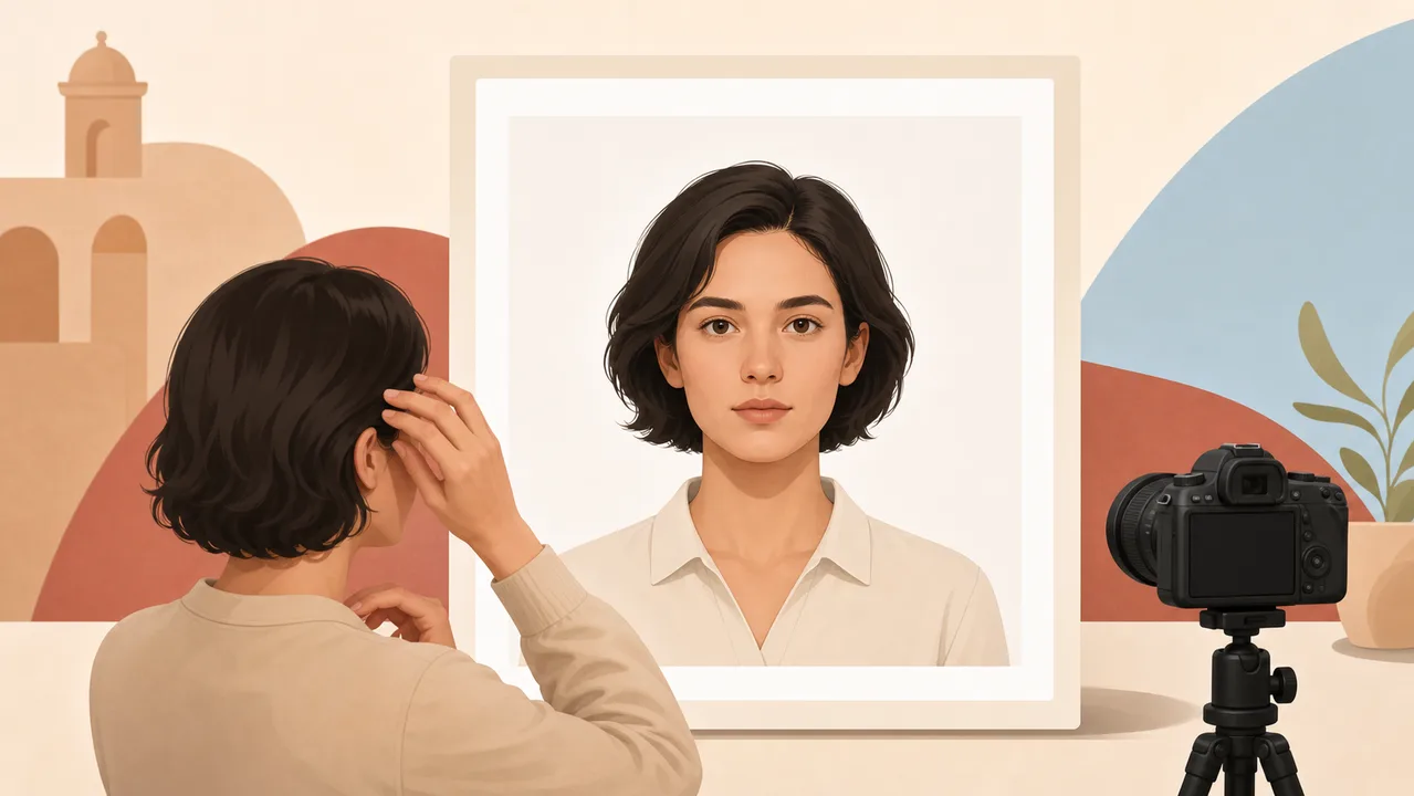 Editorial illustration for preparing a Malta visa photo