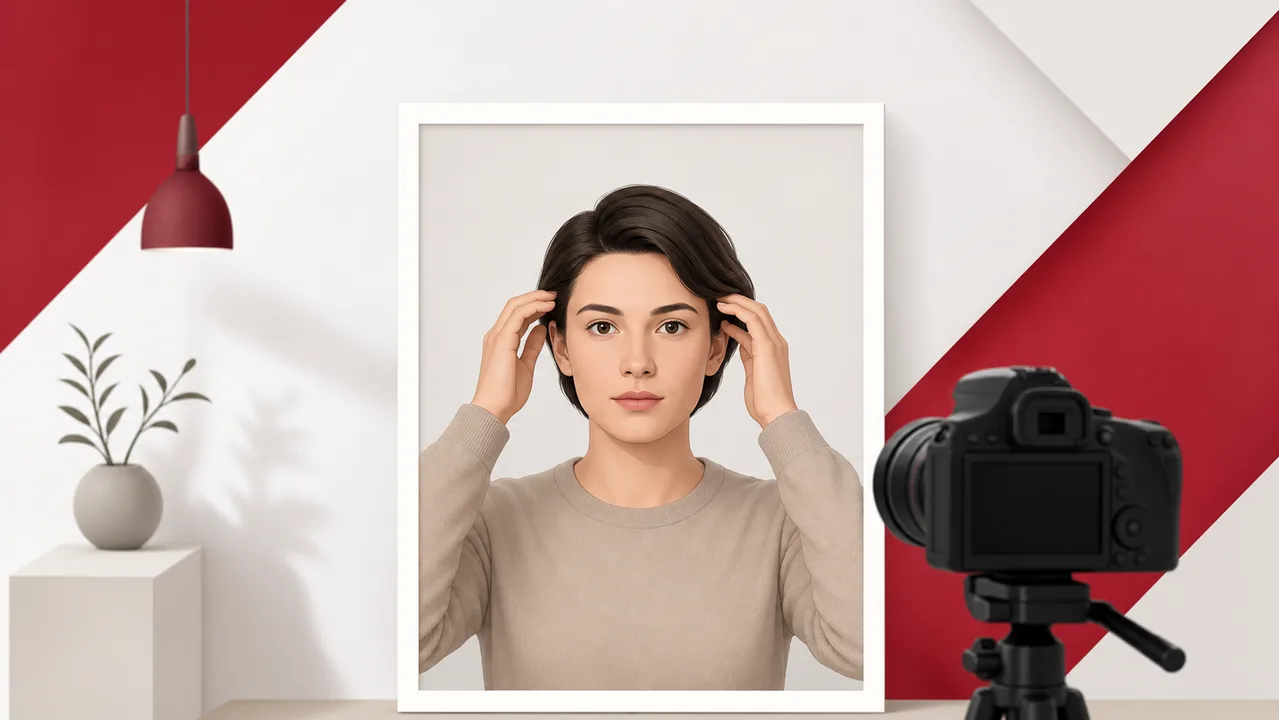 Editorial illustration for preparing a Poland visa photo