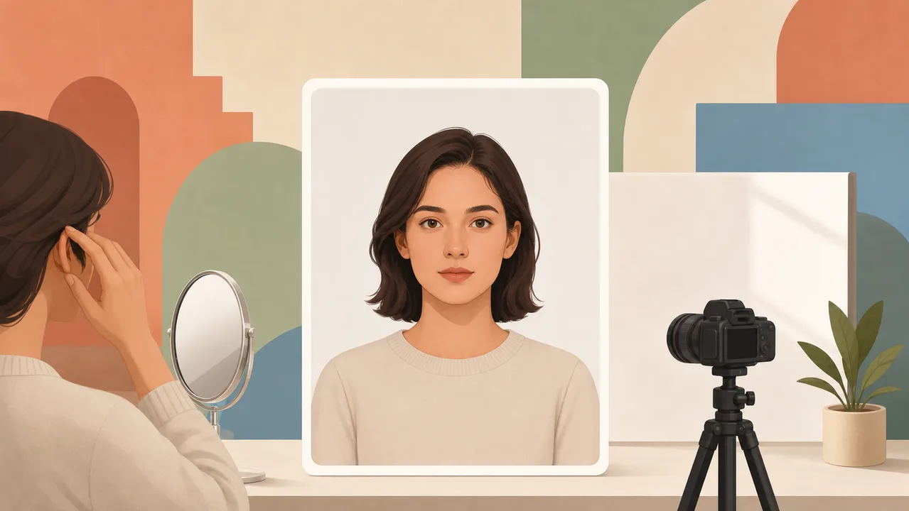 ポルトガルのビザ写真準備を表すイラスト