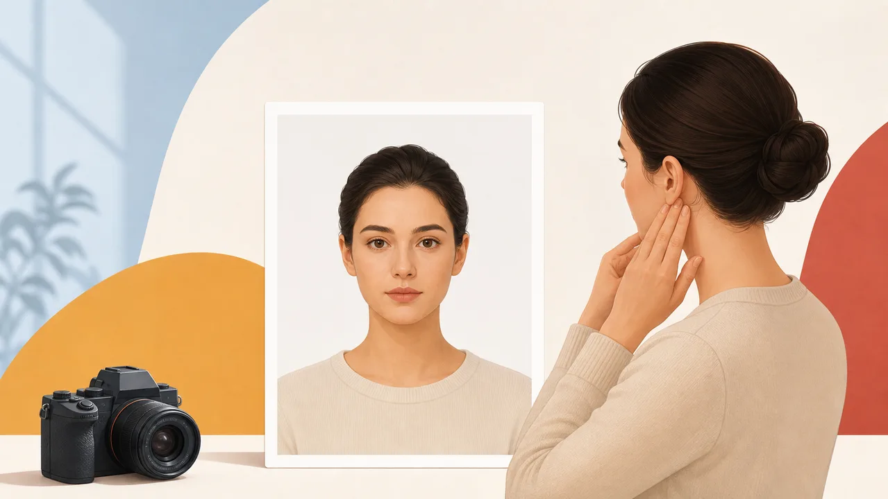 Editorial illustration for preparing a Spain visa photo