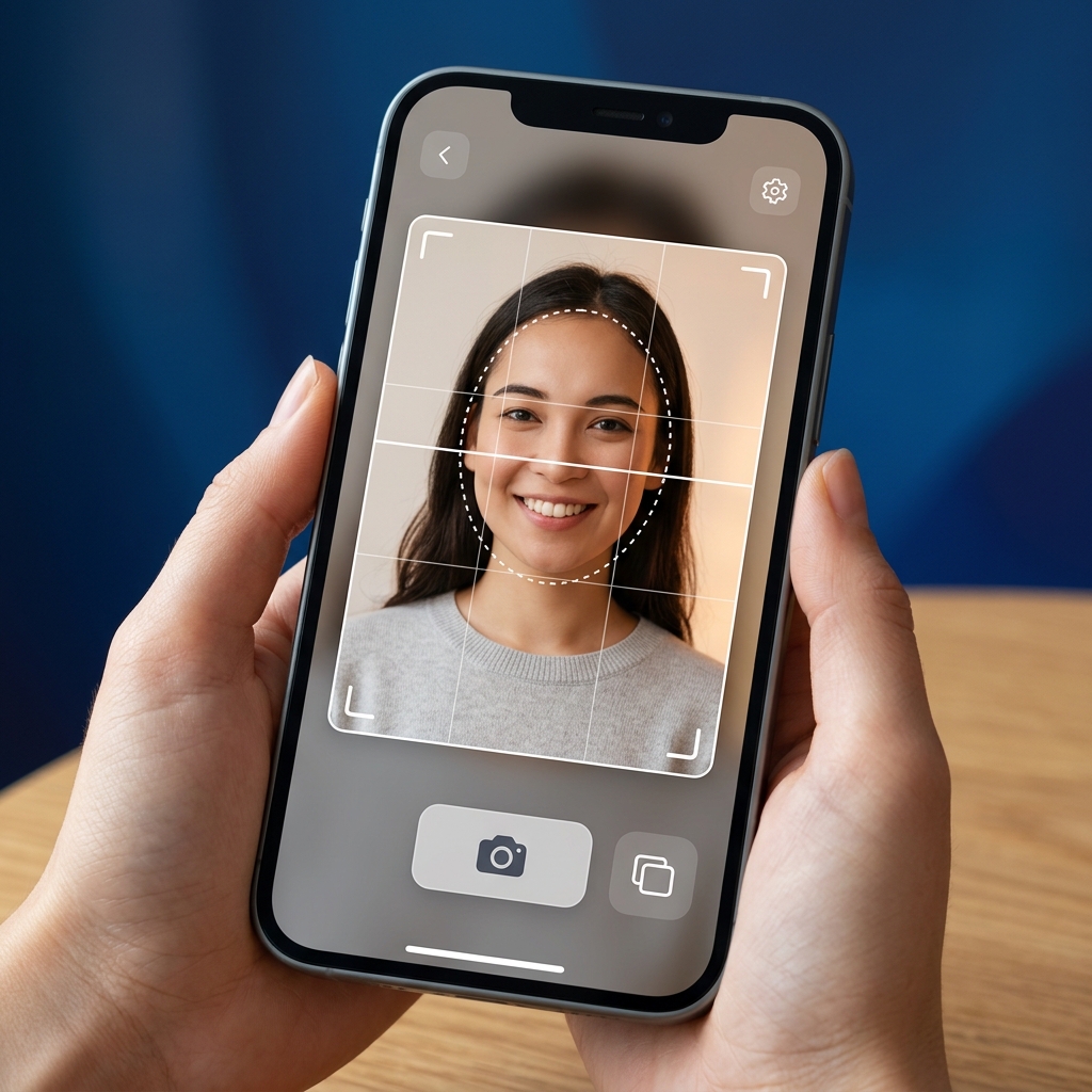 Schengen Visa Photo adjustment visual on an iPhone