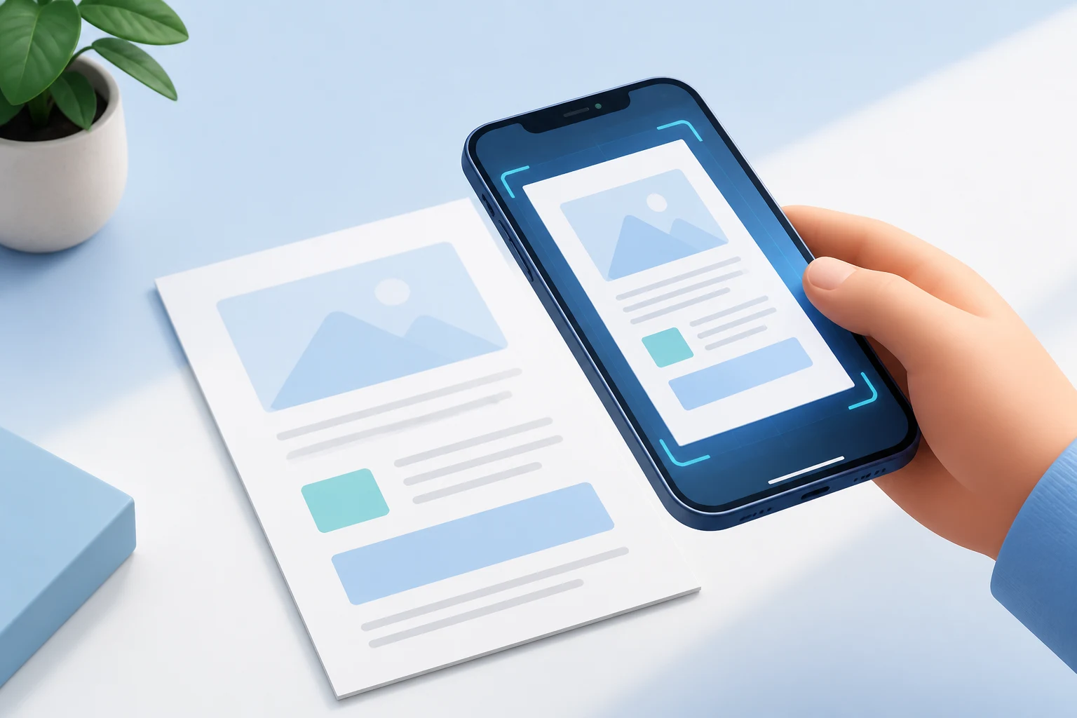 Illustration of scanning a document with a smartphone