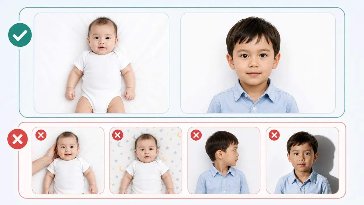 Gids voor het maken van visumfoto's van baby's en kinderen
